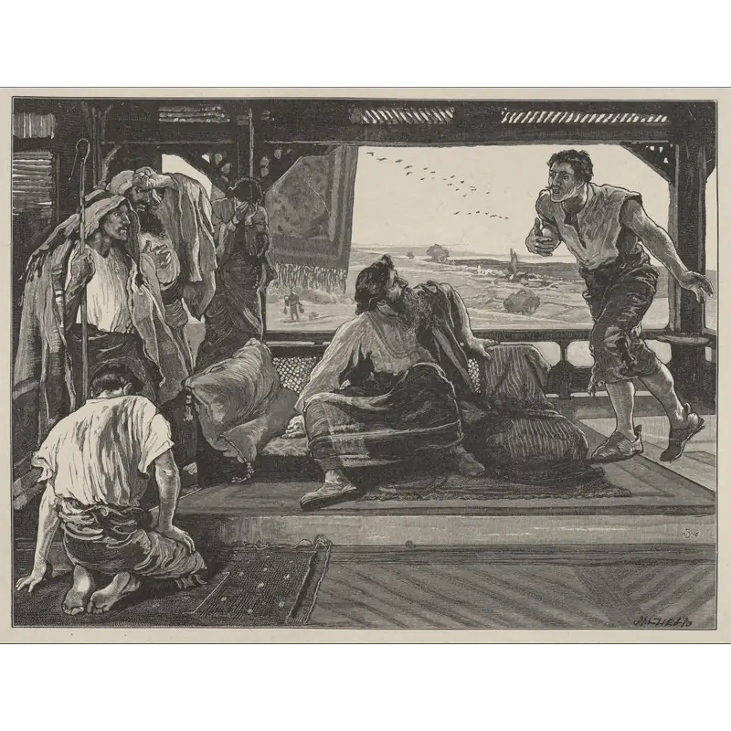Job Receiving the Messengers, from "Dalziels' Bible Gallery";Camden Press|Scribner and Welford|Dalziel Brothers|William Small, 1843–1931